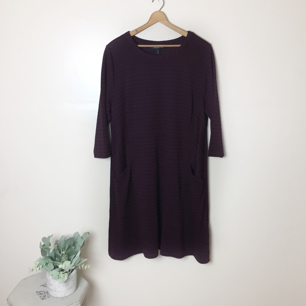 [Lane Bryant] Burgundy & Navy Striped Swing Dress